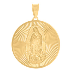 14Kt Yellow Gold Unisex Medallion Guadalupe/Mother Marry Religious Charm Pendant