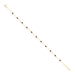 14kt Yellow Gold Womens Black Beaded Fashion Link Anklet Size 10 Inches