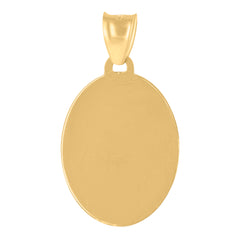 14Kt Yellow Gold Unisex Medallion Oval Guadalupe/Mother Marry Religious Charm Pendant