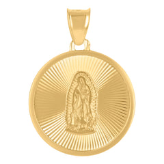 14Kt Yellow Gold Unisex Medallion Guadalupe/Mother Marry Religious Charm Pendant