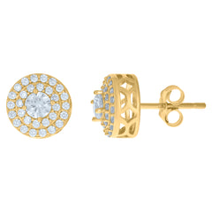 10kt Yellow Gold Mens White Pink Cubic Zirconia Zodiac Sign Leo Lion Head Charm Pendant