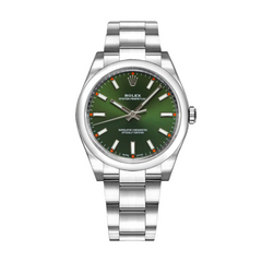 Rolex Oyster Perpetual 34mm Green Dial Oyster Stainless Steel Watch 114200