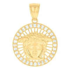 10kt Yellow Gold Mens Cubic-Zirconia Medusa Egyptian Charm Pendant