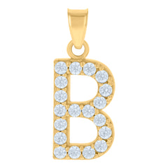 10kt Yellow Gold Unisex Cubic-Zirconia Initial Alphabet B Charm Pendant