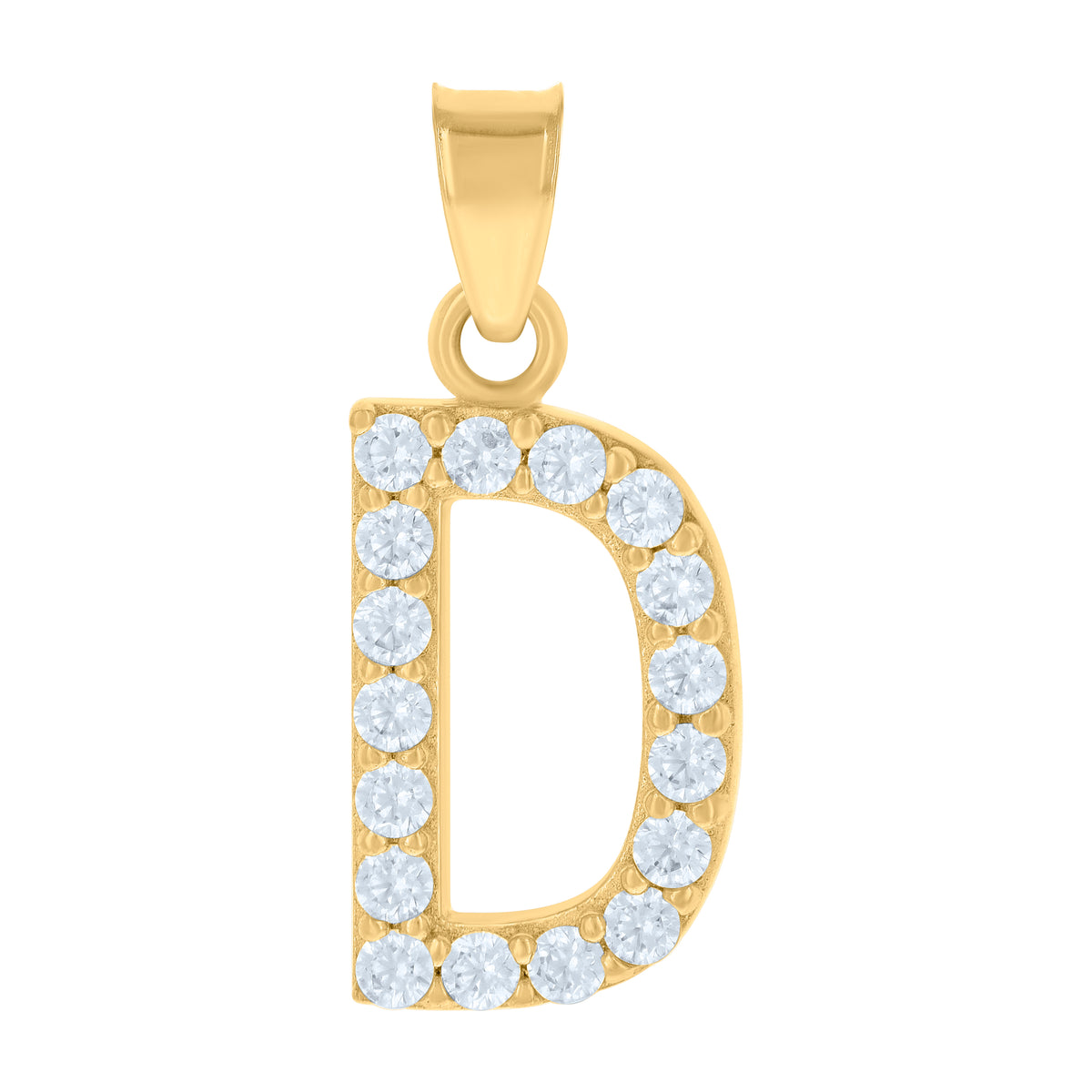 10kt Yellow Gold Unisex Cubic-Zirconia Initial Alphabet D Charm Pendant