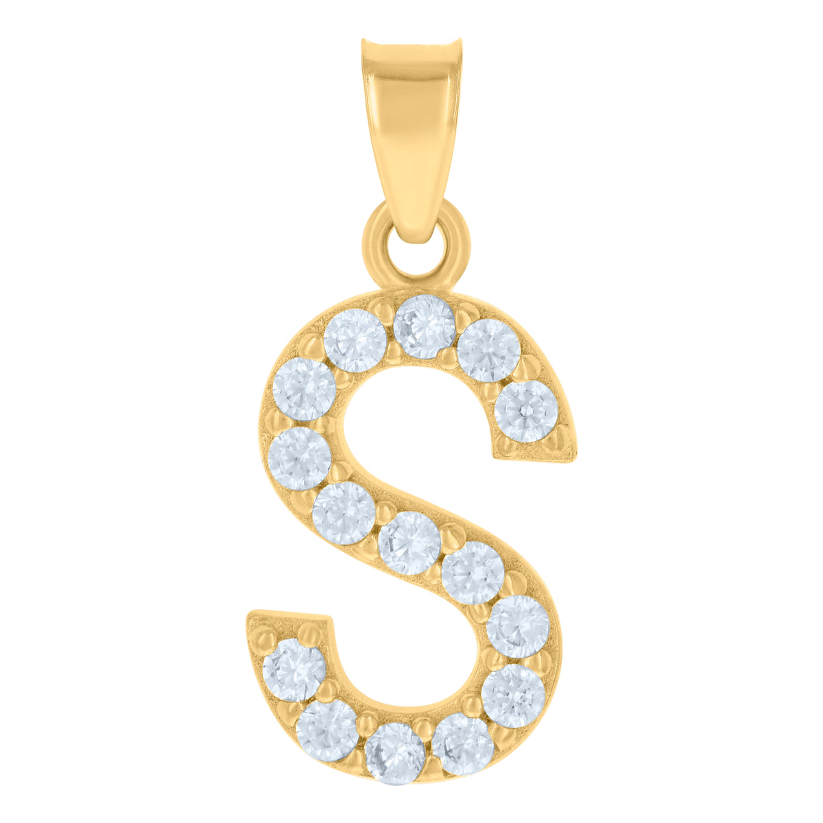 10kt Yellow Gold Unisex Cubic-Zirconia Initial Alphabet S Charm Pendant