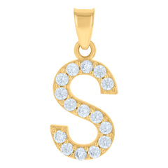 10kt Yellow Gold Unisex Cubic-Zirconia Initial Alphabet S Charm Pendant