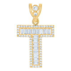 10kt Yellow Gold Mens Pink White Cubic-Zirconia St. Jude Religious Charm Pendant