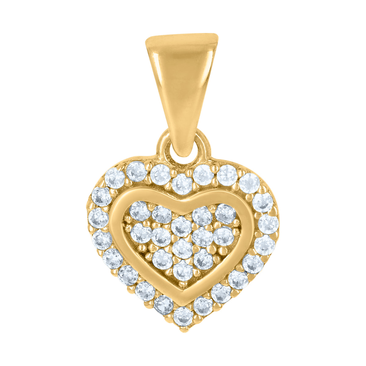 14Kt Yellow Gold Womens Cubic-Zirconia Heart Charm Pendant
