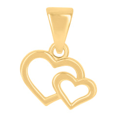 14Kt Yellow Gold Womens Double Hearts Charm Pendant