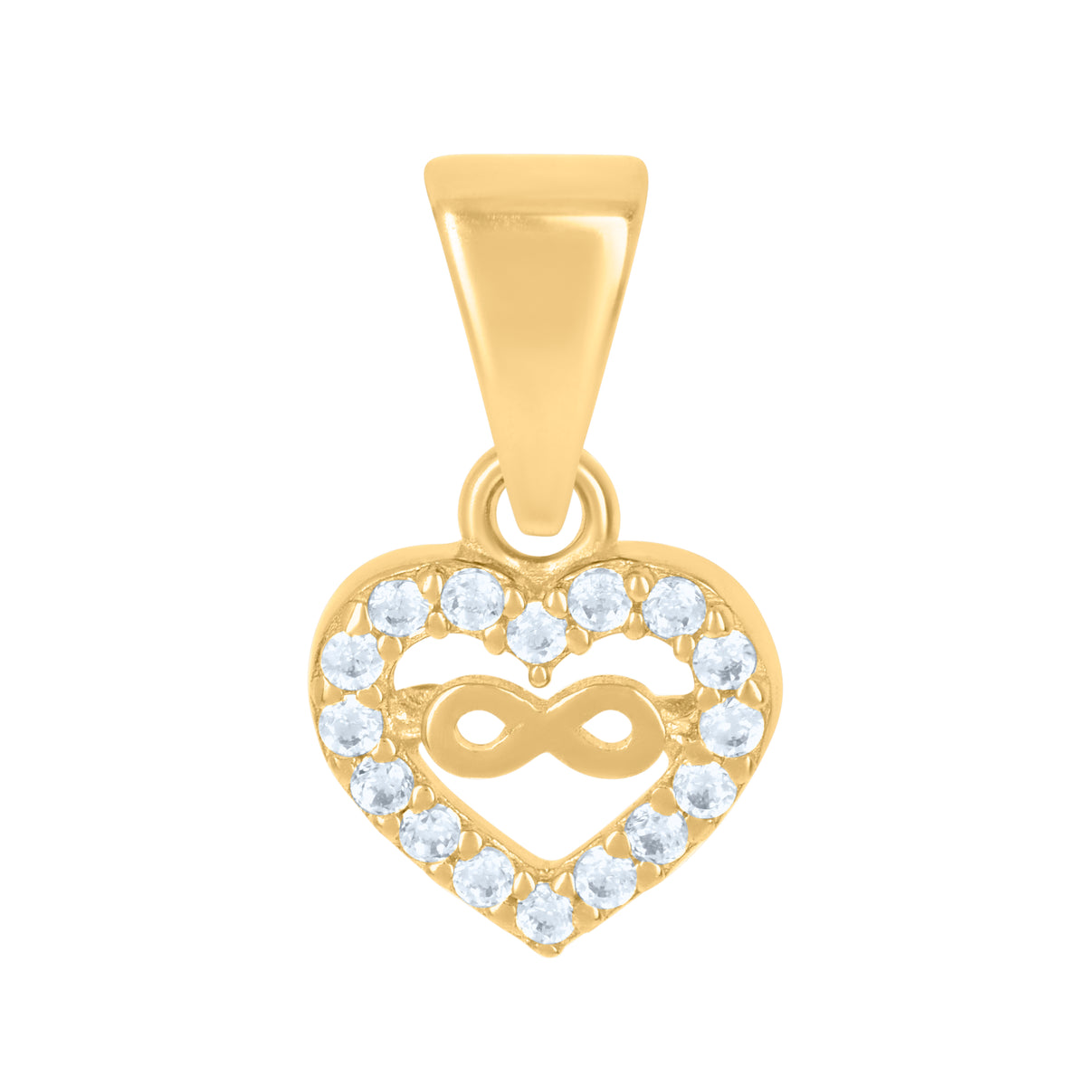14Kt Yellow Gold Womens Cubic-Zirconia Infinity Heart Charm Pendant