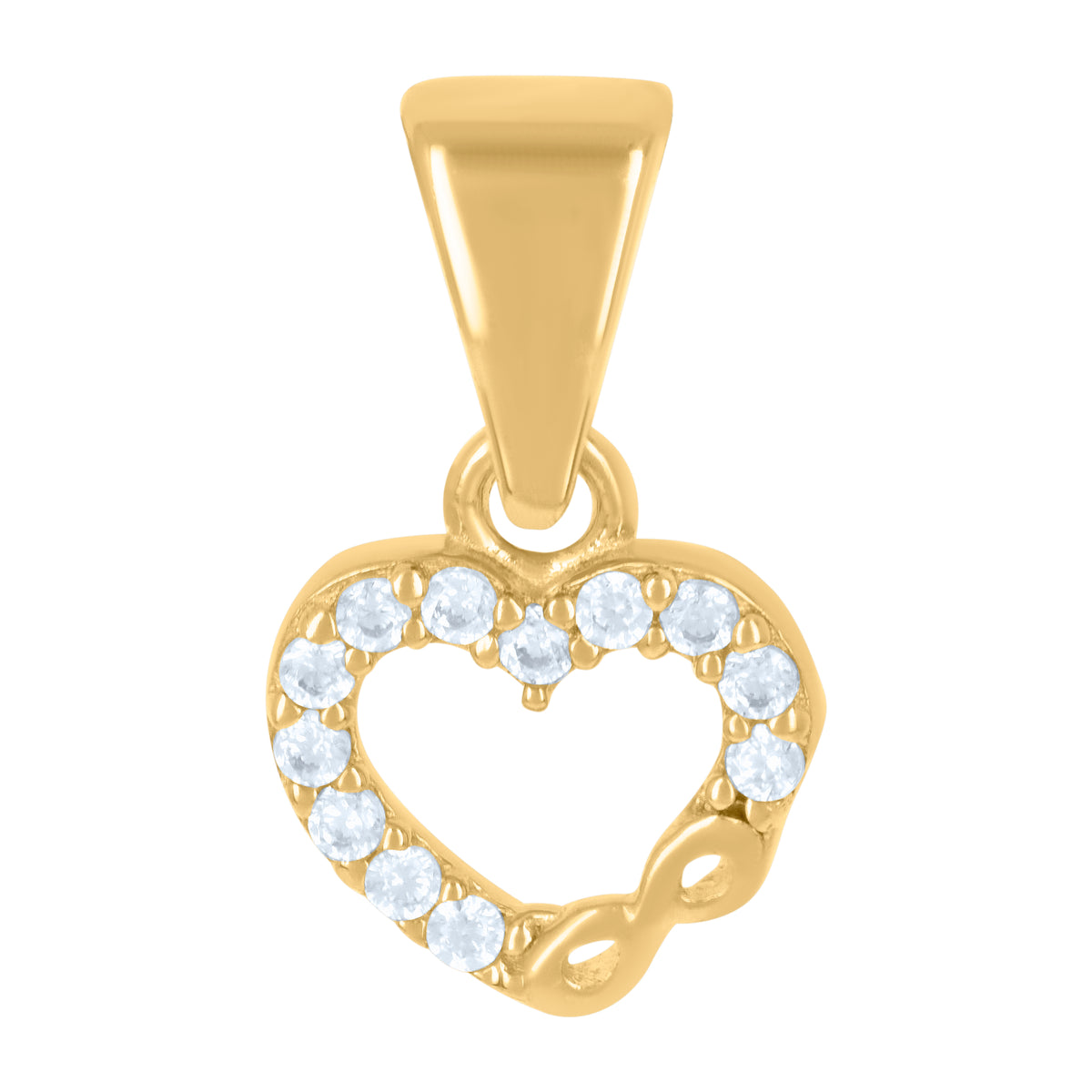 14Kt Yellow Gold Womens Cubic-Zirconia Infinity Heart Charm Pendant