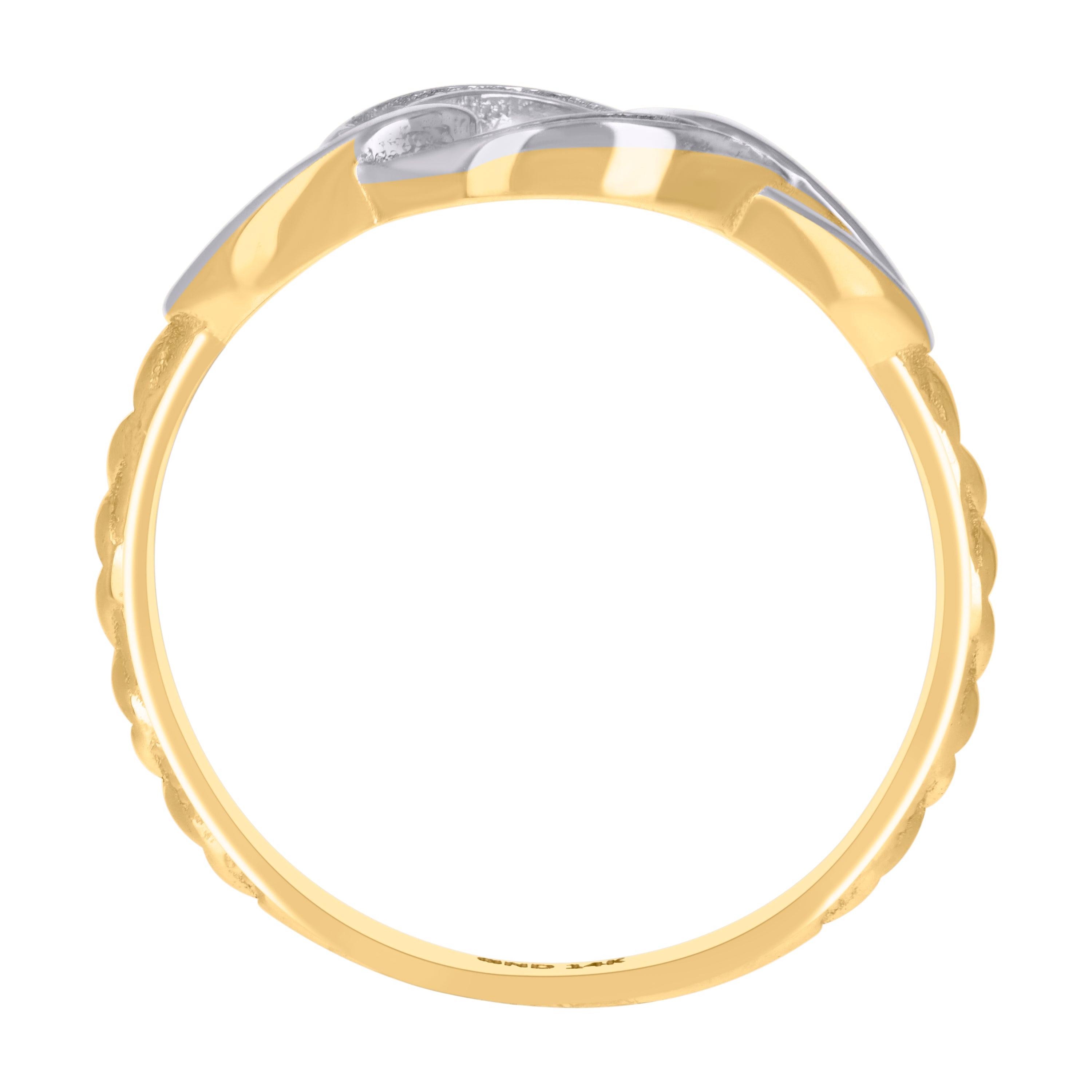 14kt Two-Tone Gold Womens Cubic-Zirconia Intertwined Fashion Ring