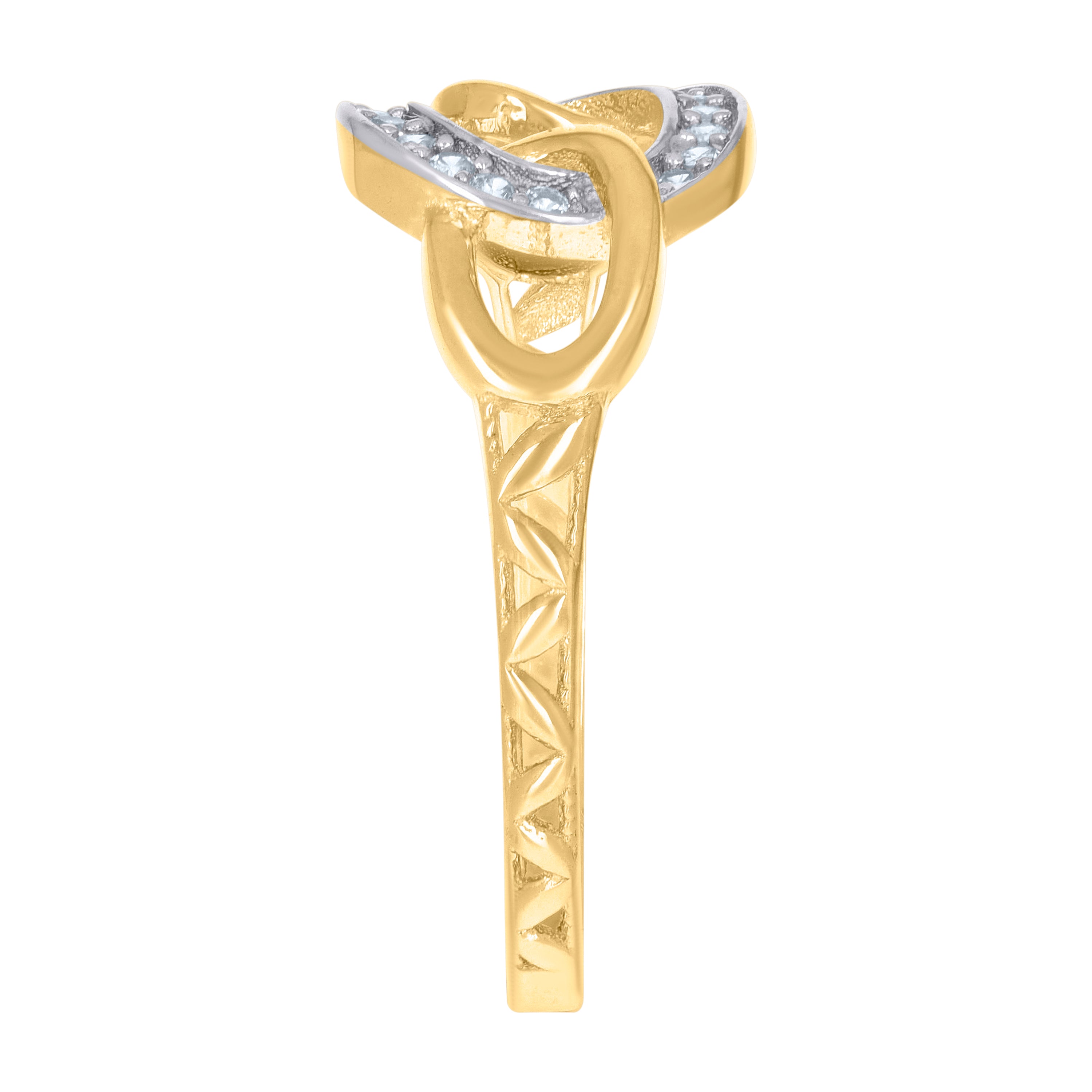 14kt Two-Tone Gold Womens Cubic-Zirconia Intertwined Fashion Ring