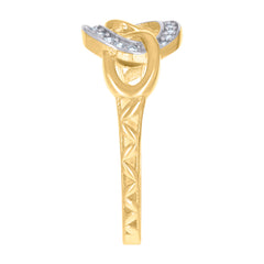 14kt Two-Tone Gold Womens Cubic-Zirconia Intertwined Fashion Ring