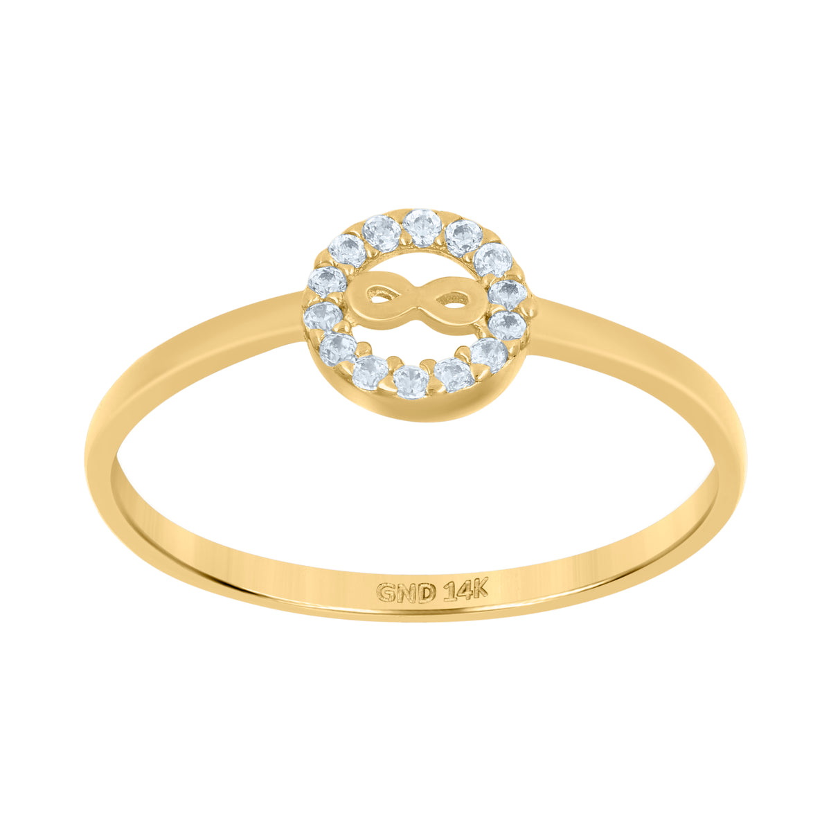 14kt Yellow Gold Womens Cubic-Zirconia Infinity Symbol Ring