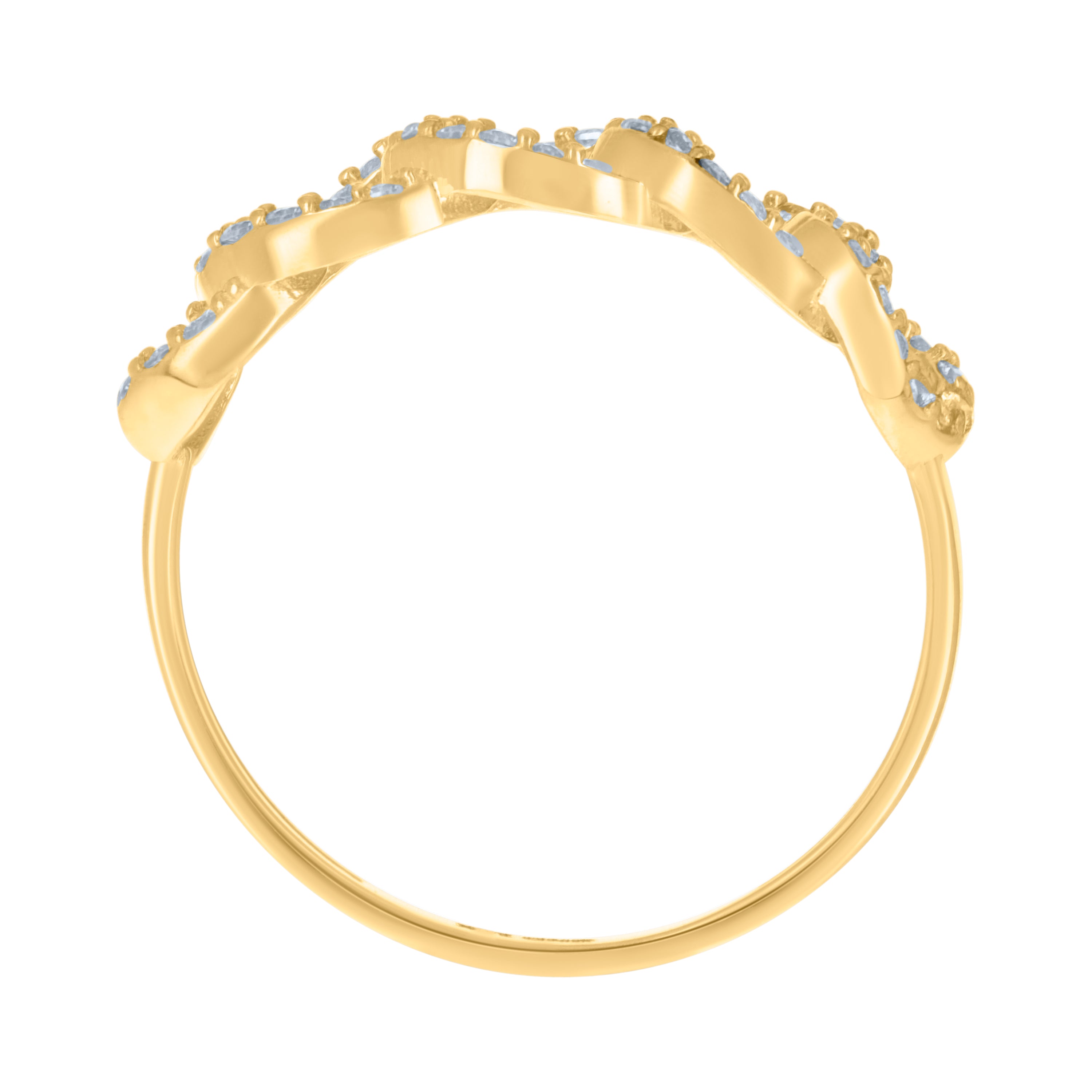 14kt Two-Tone Gold Womens Cubic-Zirconia Fashion Ring