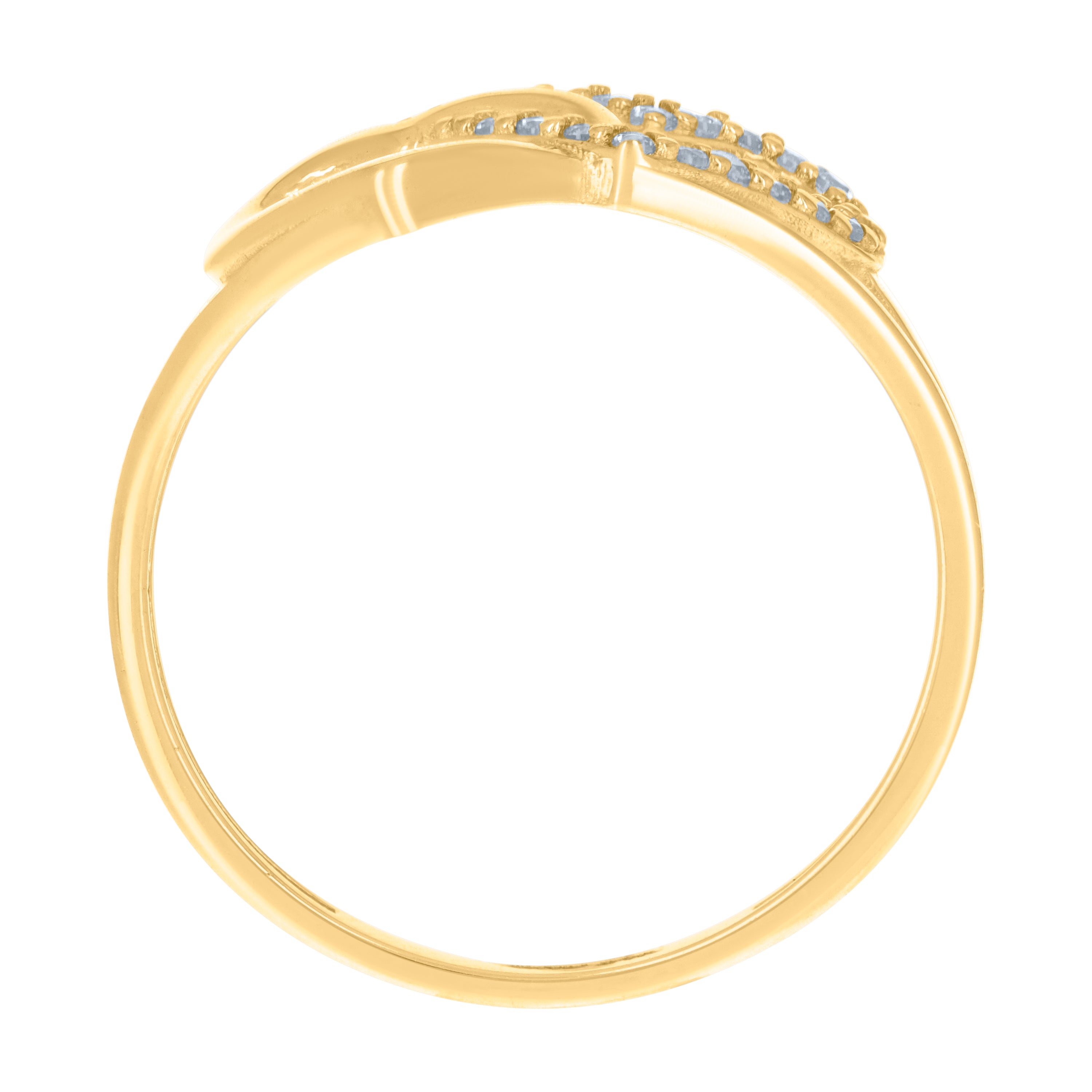 14kt Two-Tone Gold Womens Cubic-Zirconia Intertwined Hearts Ring