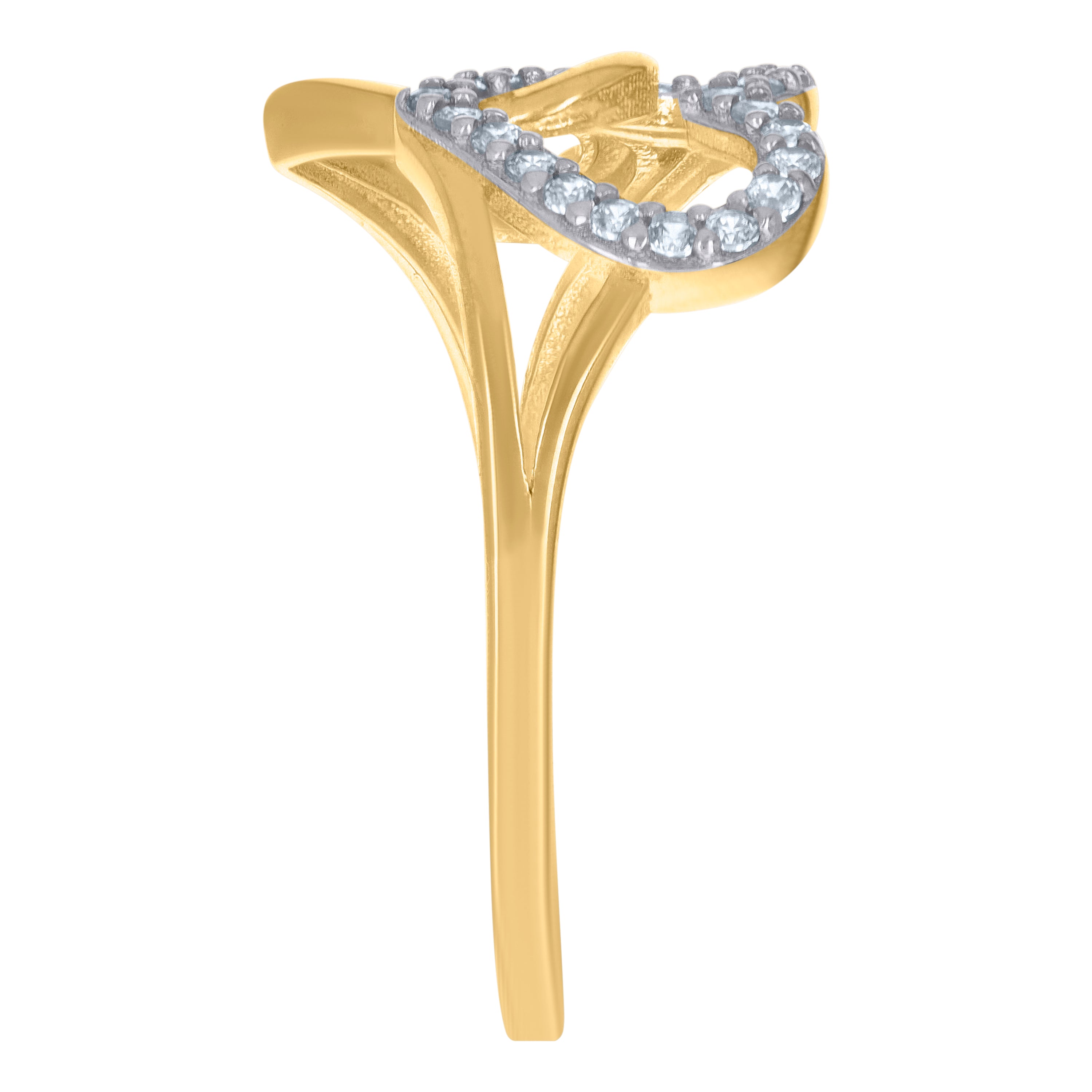 14kt Two-Tone Gold Womens Cubic-Zirconia Intertwined Hearts Ring
