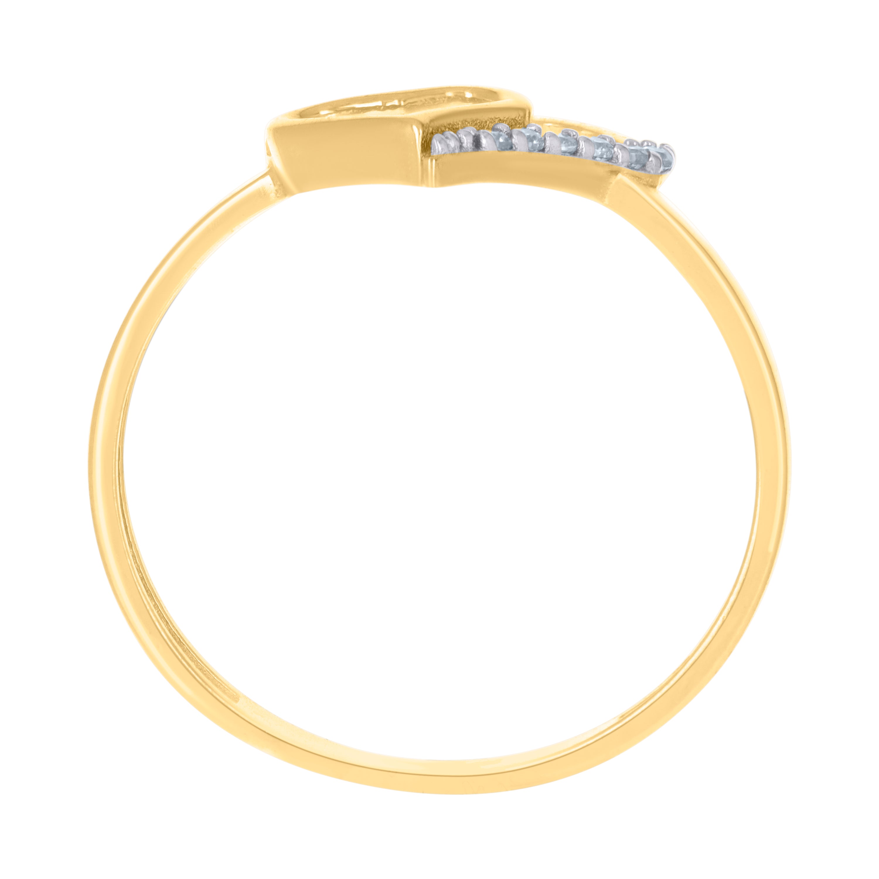 14kt Two-Tone Gold Womens Cubic-Zirconia Double Heart Ring