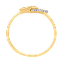 14kt Two-Tone Gold Womens Cubic-Zirconia Double Heart Ring