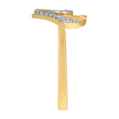 14kt Two-Tone Gold Womens Cubic-Zirconia Double Heart Ring