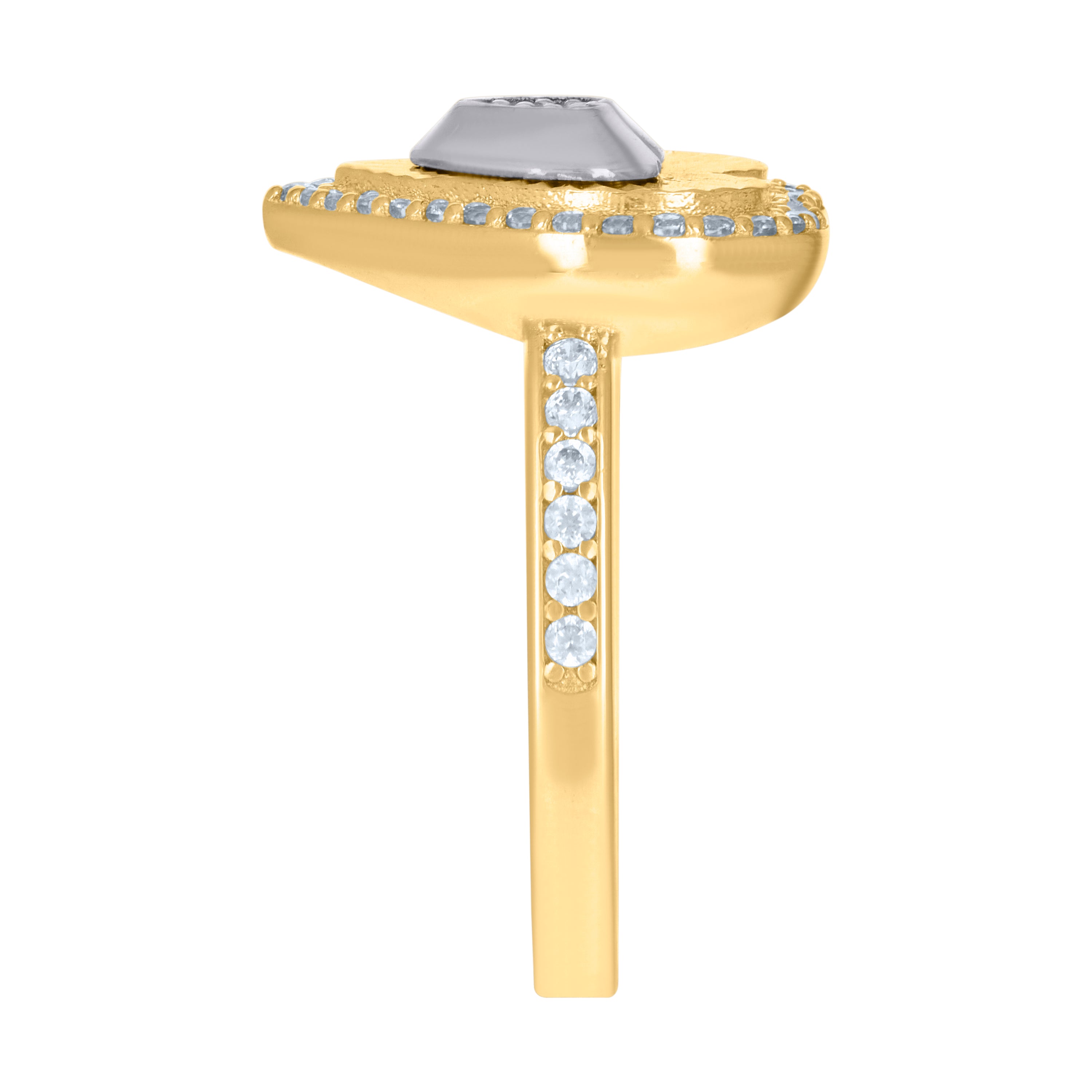 14kt Two-Tone Gold Womens Cubic-Zirconia Heart Ring