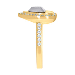14kt Two-Tone Gold Womens Cubic-Zirconia Heart Ring