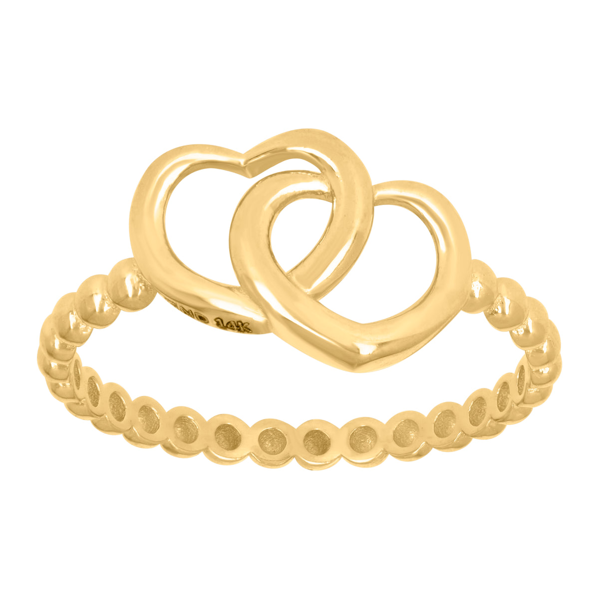 14kt Yellow Gold Womens Double Heart Ring