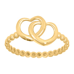14kt Yellow Gold Womens Double Heart Ring