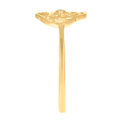 14kt Yellow Gold Womens Cubic-Zirconia Flower Ring
