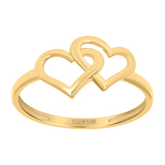 14kt Yellow Gold Womens Intertwined Hearts Ring