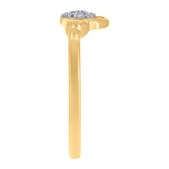 14kt Two-Tone Gold Womens Cubic-Zirconia Double Heart Ring