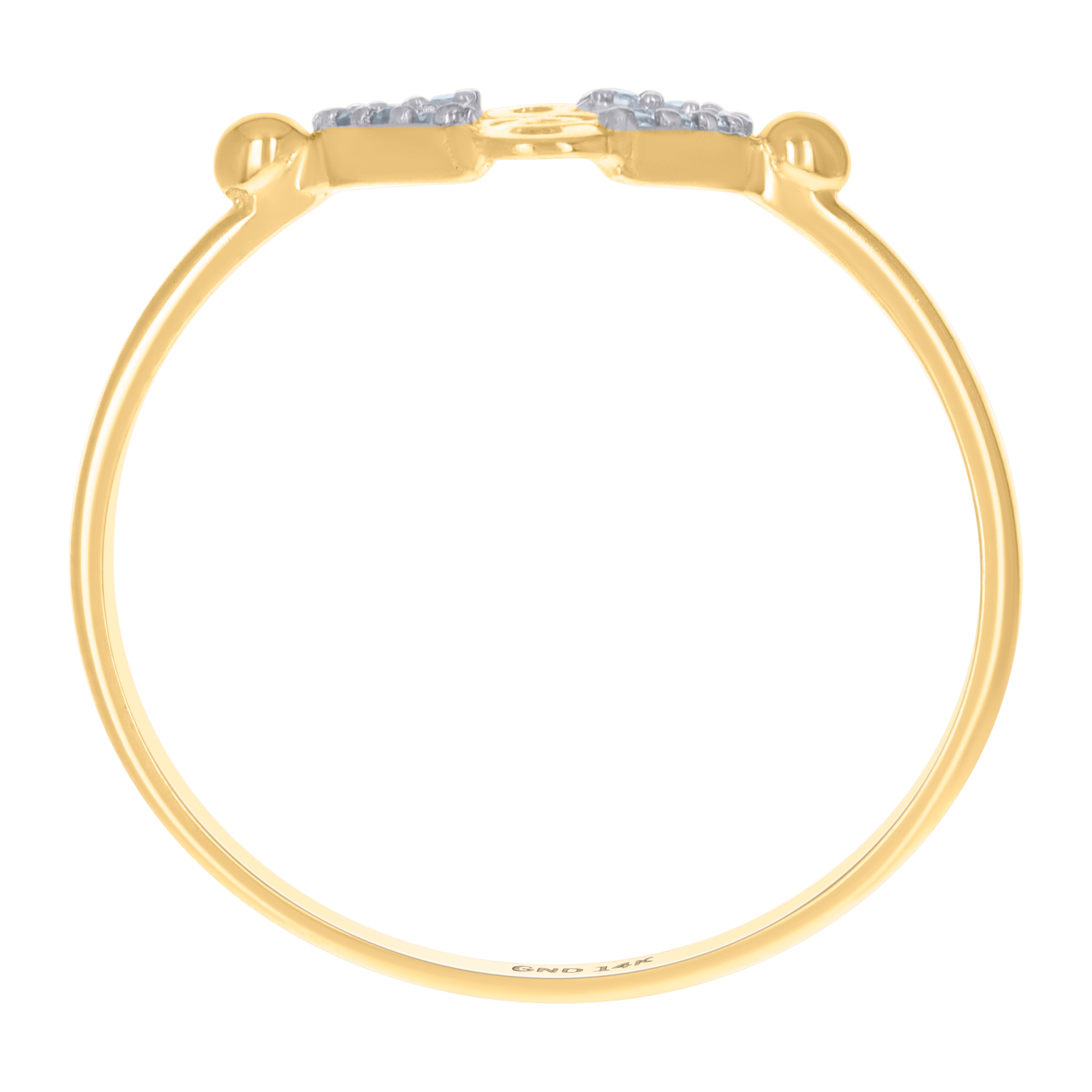 14kt Two-Tone Gold Womens Cubic-Zirconia Treble Clef Heart Ring