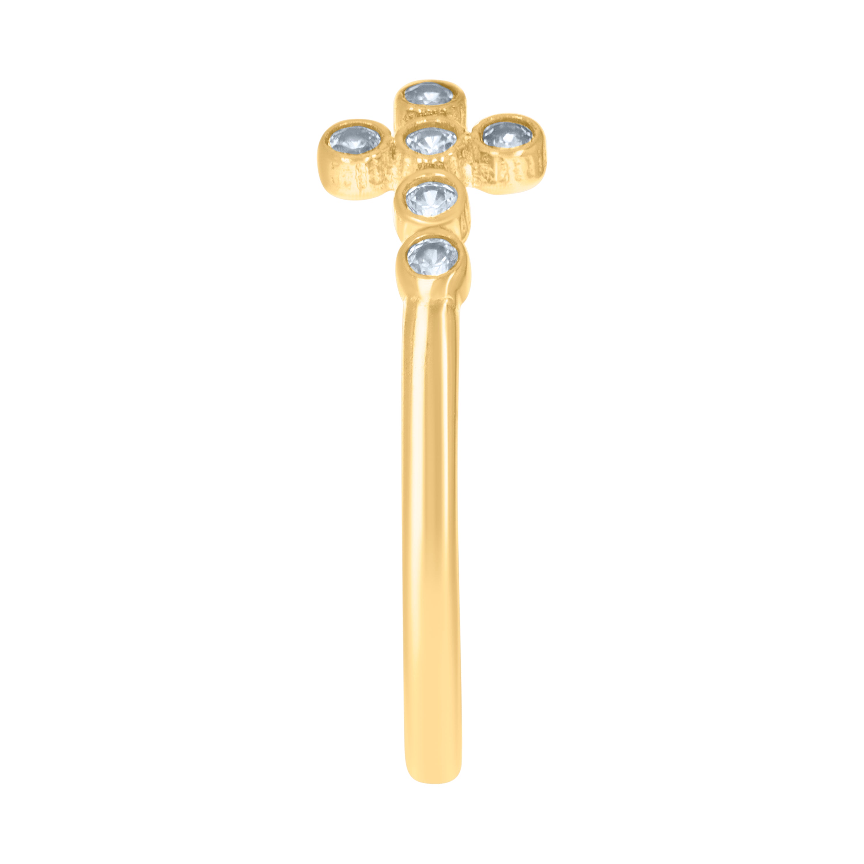 14kt Yellow Gold Womens Cubic-Zirconia Cross Religious Ring