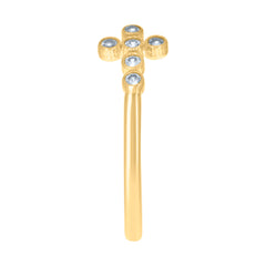 14kt Yellow Gold Womens Cubic-Zirconia Cross Religious Ring