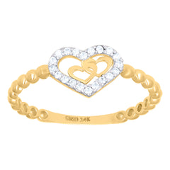 14kt Two-Tone Gold Womens Cubic-Zirconia Heart Ring