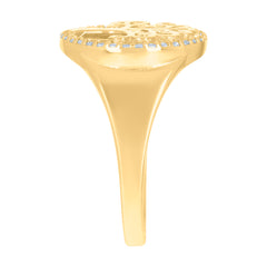 14kt Yellow Gold Womens Cubic-Zirconia Tree Of Life Good Luck Ring