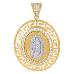 14Kt Two-Tone Gold Womens Cubic-Zirconia Guadalupe Religious Charm Pendant