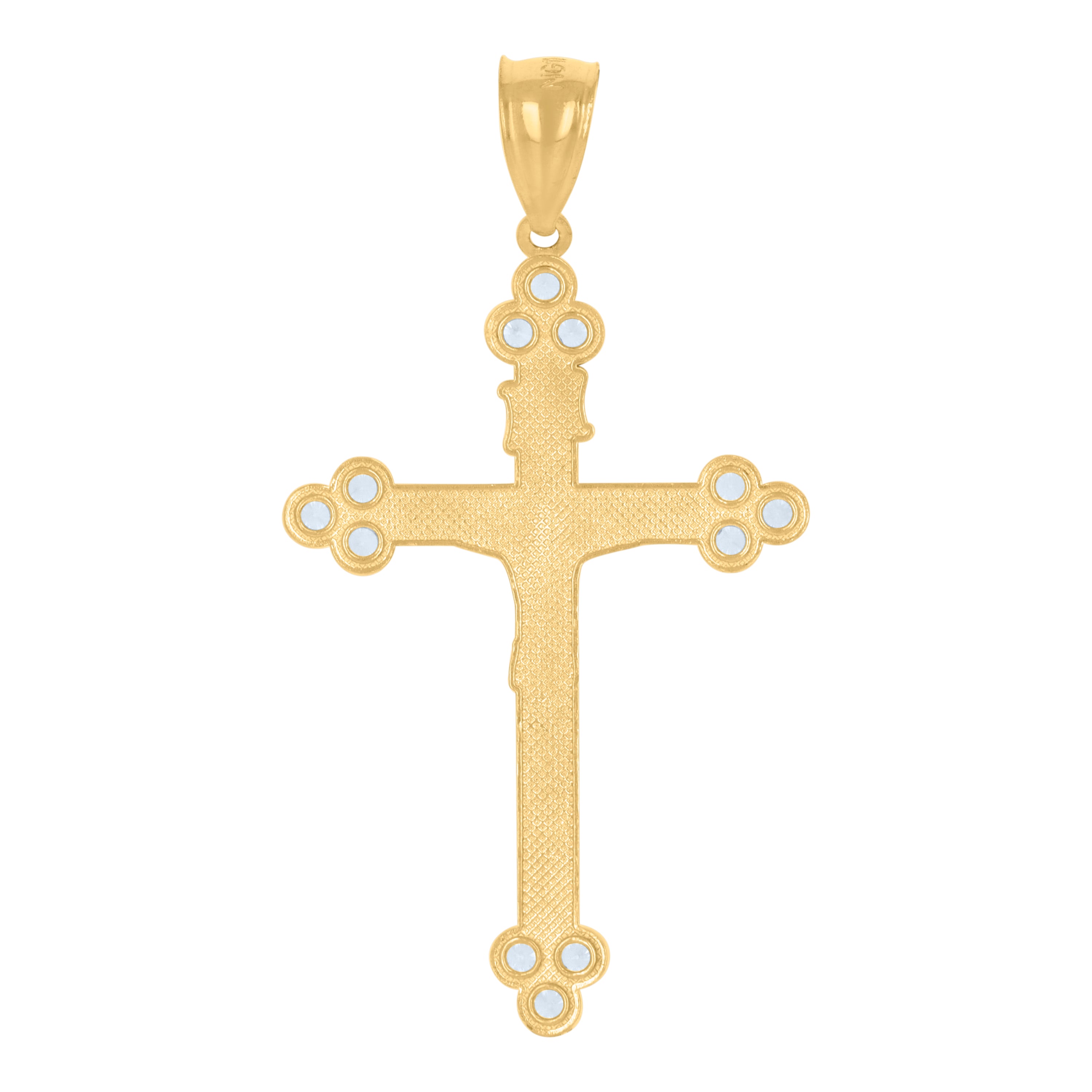 10kt Yellow Gold Diamond-Cut Mens Cross Religious Charm Pendant