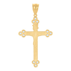 10kt Yellow Gold Diamond-Cut Mens Cross Religious Charm Pendant