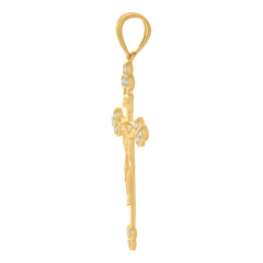 10kt Yellow Gold Diamond-Cut Mens Cross Religious Charm Pendant