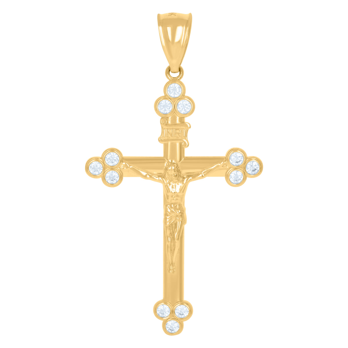 10kt Yellow Gold Diamond-Cut Mens Cross Religious Charm Pendant