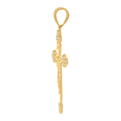 10kt Yellow Gold Mens Cross Religious Charm Pendant