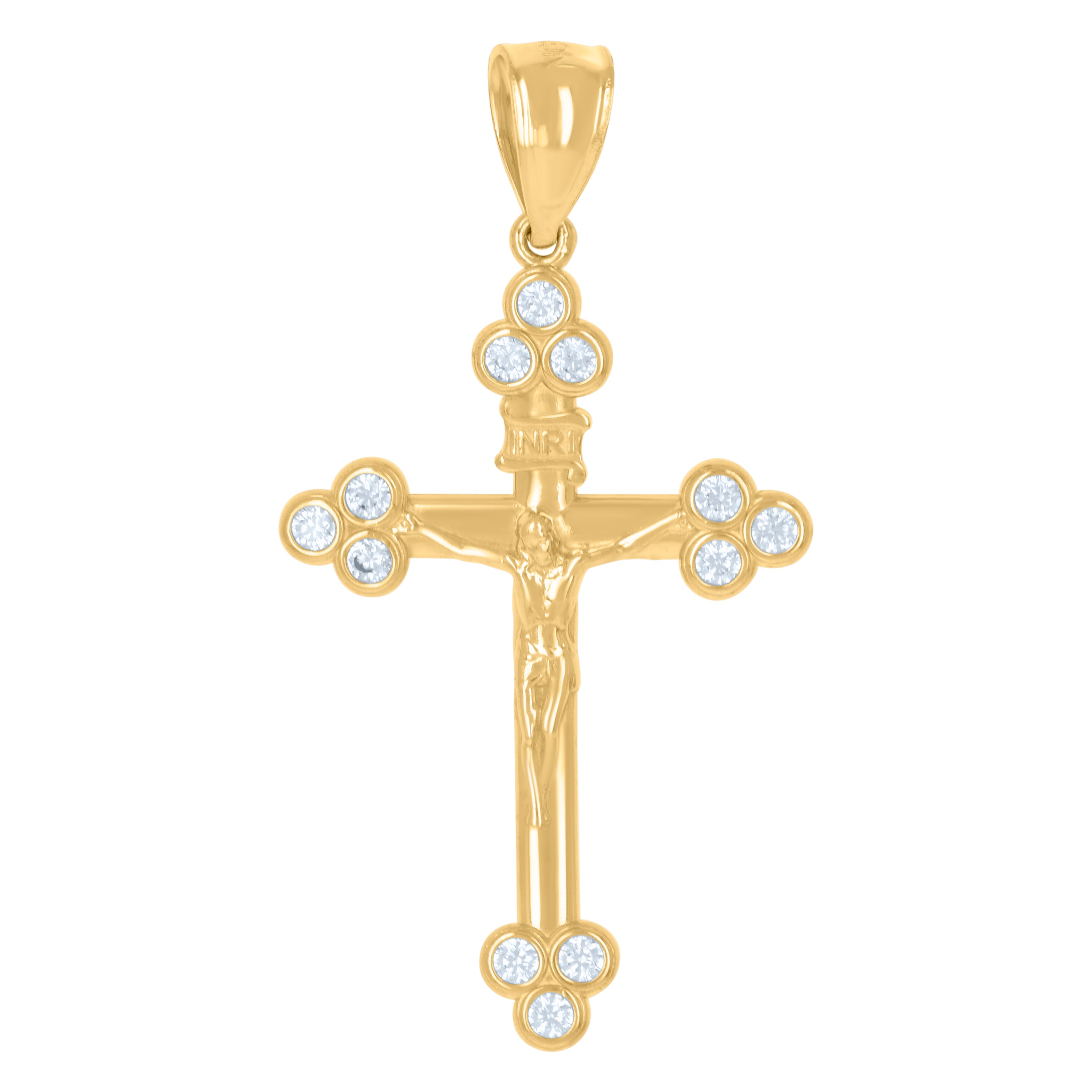 10kt Yellow Gold Mens Cross Religious Charm Pendant