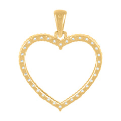 10kt Yellow Gold Womens Cubic-Zirconia Heart Charm Pendant