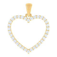 10kt Yellow Gold Womens Cubic-Zirconia Heart Charm Pendant