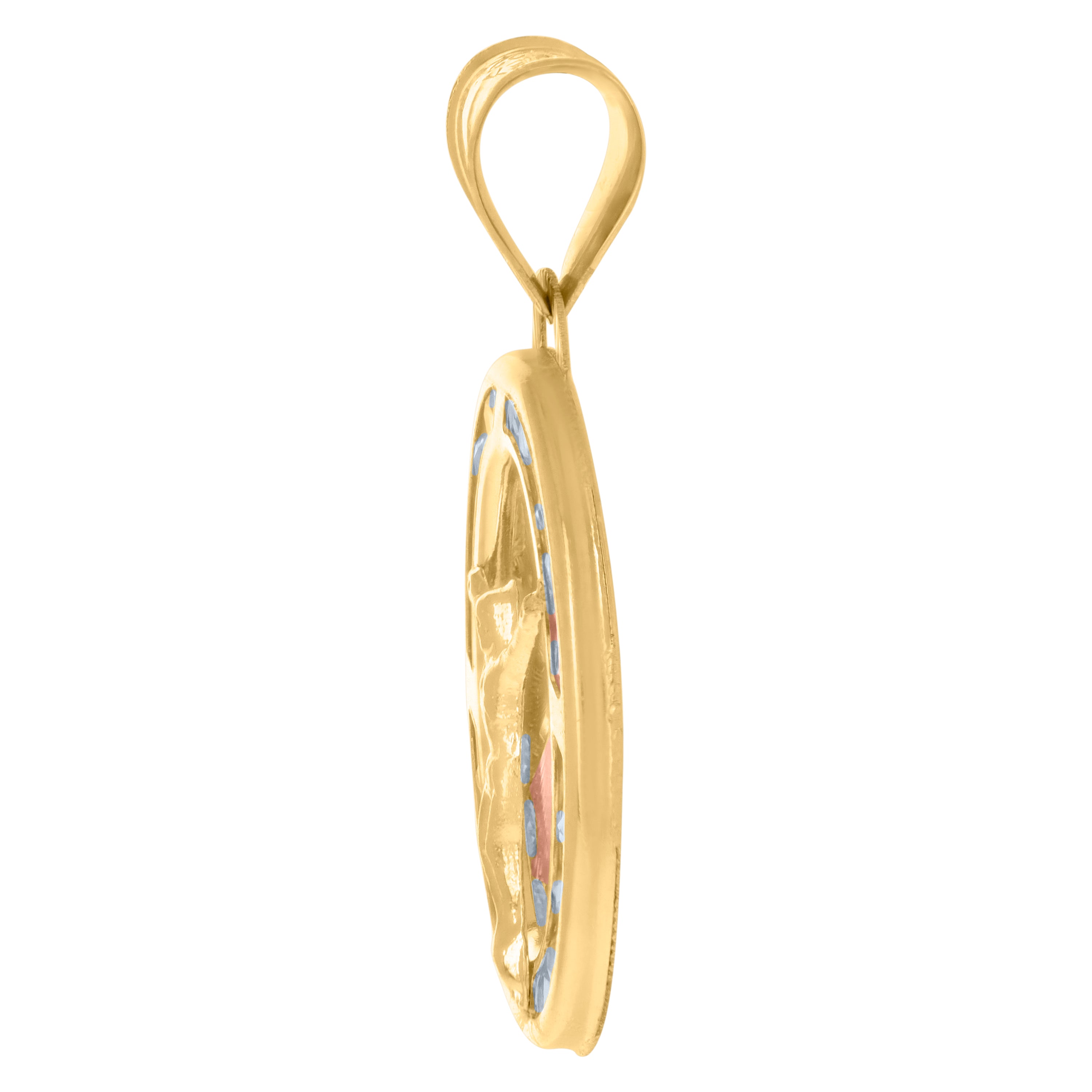 10kt Yellow Gold Diamond-Cut Mens Cross Religious Charm Pendant