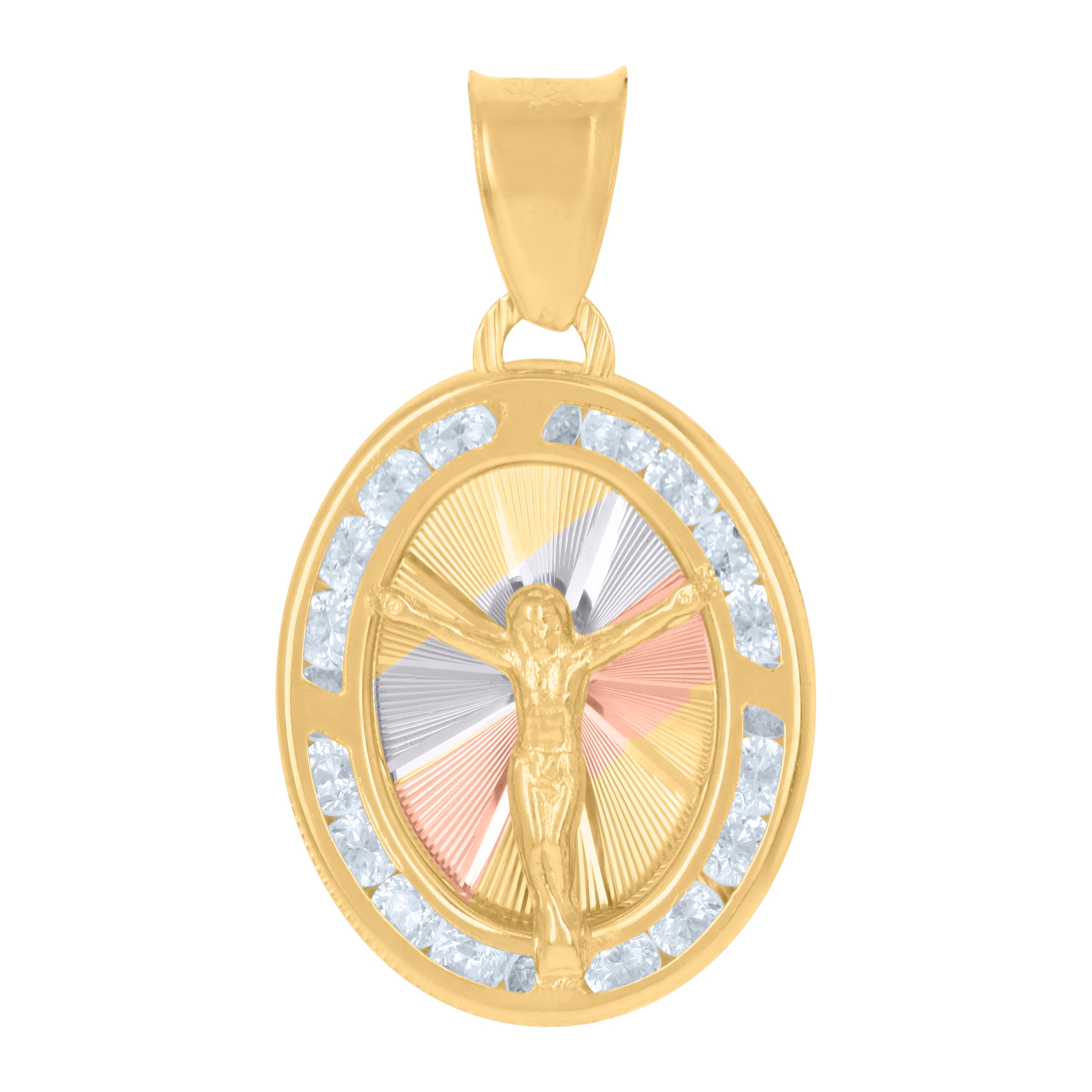 10kt Yellow Gold Diamond-Cut Mens Cross Religious Charm Pendant