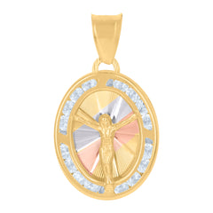 10kt Yellow Gold Diamond-Cut Mens Cross Religious Charm Pendant